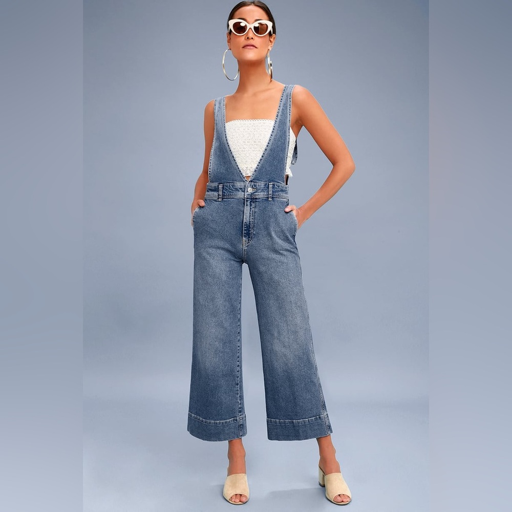 Free People Blue Denim Overalls with Vintage-Inspired Style